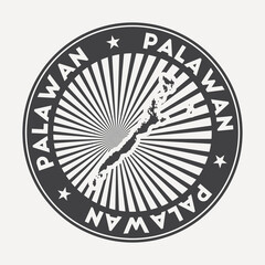 Fototapeta na wymiar Palawan round logo. Vintage travel badge with the circular name and map of island, vector illustration. Can be used as insignia, logotype, label, sticker or badge of the Palawan.