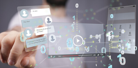 virtual develop interface web application in hand