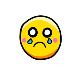 Fototapeta premium Stylized Cartoon Sad Crying Emoticon