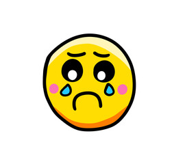 Fototapeta premium Stylized Cartoon Sad Crying Emoticon