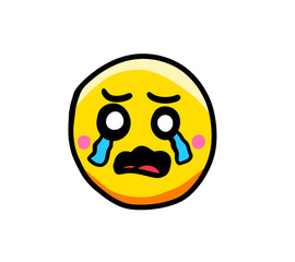 Stylized Cartoon Sad Crying Emoticon