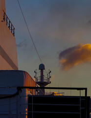 Dream holiday vacation on cruiseship or cruise ship liner with fantastic breathtaking sunset...