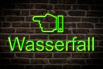 Fototapeta premium Leuchtreklame Wasserfall