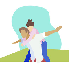 a pair of lovers hugs