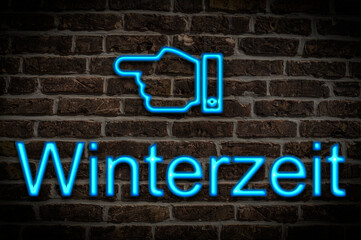 Fototapeta premium Leuchtreklame Winterzeit