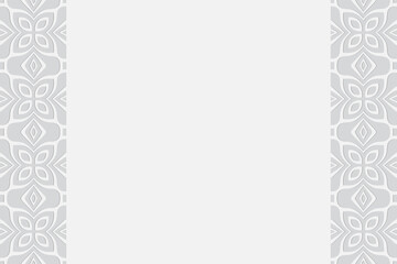 Geometric white volumetric background from a relief ethnic pattern in the style of Africa, India. Vertical inserts. 3D convex shape effect for wallpaper, web design, presentations.