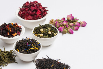 Many different dry tea isolated 