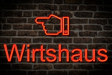 Obraz premium Leuchtreklame Wirtshaus
