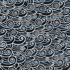 Elegant hand drawn seamless pattern, waves background, swirls, great for banners, textiles, wallpapers, wrapping - vector design