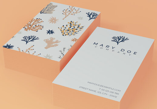 2 Piles of Business Cards Mockup