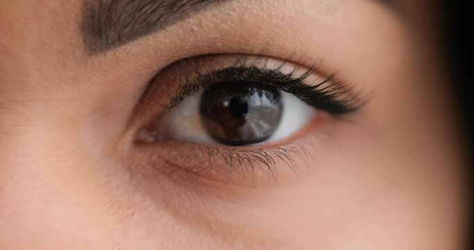Close up of woman blinking her eye