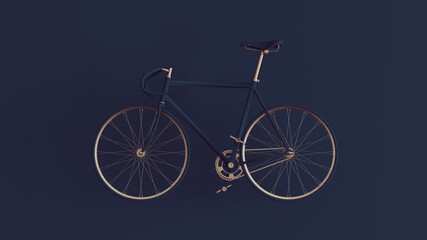 Bronze Race Bicycle with Navy Blue Background 3d illustration render	
