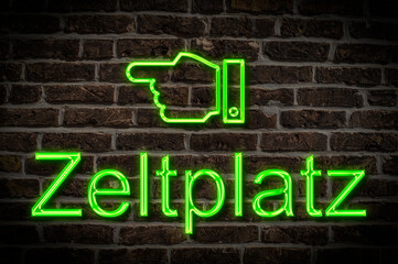 Fototapeta premium Leuchtreklame Zeltplatz | neon sign Zeltplatz (Camping ground)