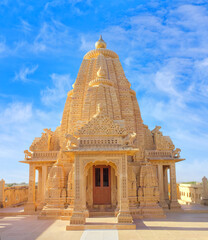 Exterior of ancient Amar Sagar Jain Temple near Jaisalmer, Rajasthan, India. 12th century.