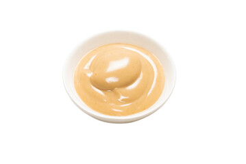 Mushroom sauce in a bowl isolated on white background.