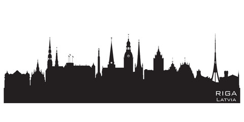 Fototapeta premium Riga Latvia city skyline vector silhouette