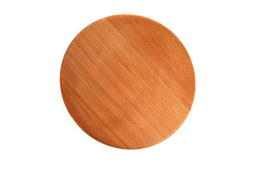 Round wooden cutting board isolated on white background