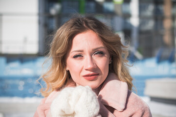Beautiful stylish russian girl model in winter