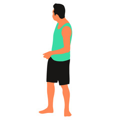 Fototapeta premium Hand drawn digital vector illustration of man in t-shirt and shorts simple design