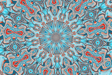Kaleidoscope Background Pattern in Blue and Orange 