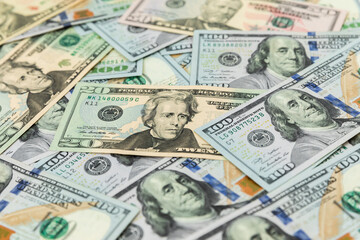 Texture US dollars. Finance background of 5, 10, 20, 50 and 100 dollar