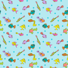 Seamless pattern of sea fish. Vector illustration
