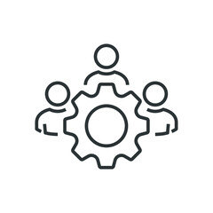 Management Icon. Teamwork management icon. Business team. Company leader, supervisor. Partnership icon. Organization workforce. Facility
