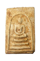 Buddha amulets of Thailand on a white background