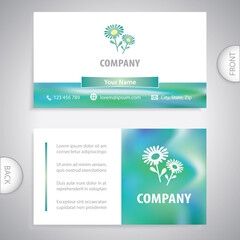 Fototapeta na wymiar Business card template. Vector flower symbol. Concept for flower shop or gardening.