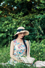 Girl on a picnic in the park.