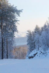 Fototapeta na wymiar Winter snow mountain landscape