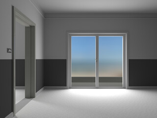 part of the empty room, minimalism, 3d