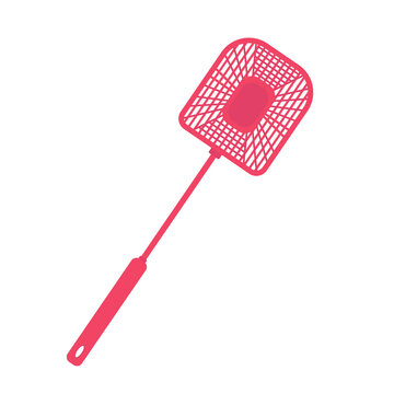 fly swatter isolated image on white background. Item for the destruction of insects at home. Vector illusion.