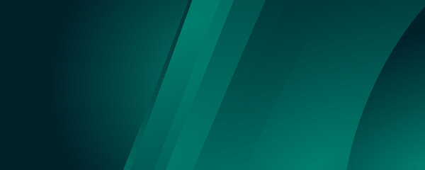 Obraz premium Modern simple dark green and black abstract background with wave overlap layer. Dark green abstract background for wide banner