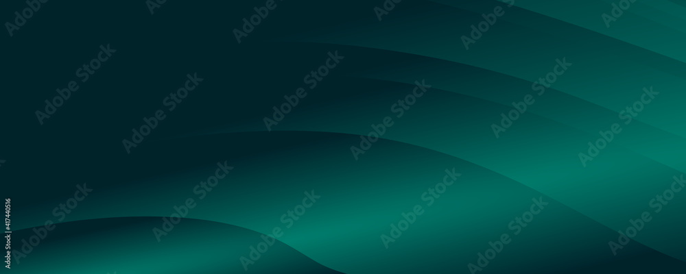Wall mural modern simple dark green and black abstract background for wide banner. luxury dark green background