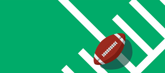 american football ball standing on white line. © Furkan