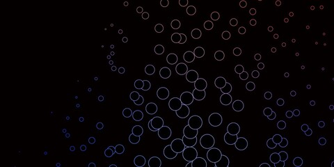 Dark Blue, Red vector background with bubbles.