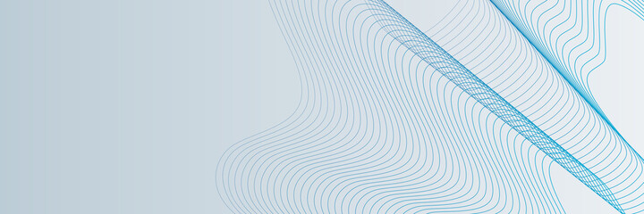 Blue line wave technology abstract background on white background. Abstract lines and dots connect background. Technology connection digital data and big data concept. Artificial Intelligence banner  