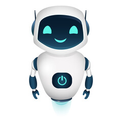 cute happy cartoon smiling robot. Vector illustration isolated.