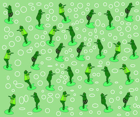 frogs stand on a water lily