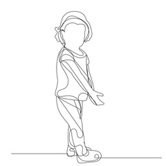 vector, isolated, one line drawing child