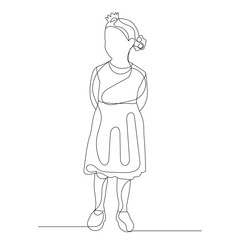 vector, isolated, one line drawing girl, child in crown
