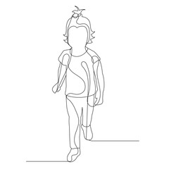 isolated, one line drawing girl, child, sketch