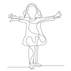 one line drawing girl, child