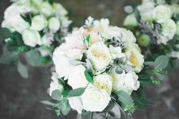 Wonderful luxury wedding bouquet of different flowers