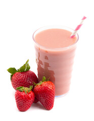 A Strawberry Smoothie Isolated on a White Background