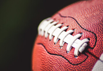 close up on an American football