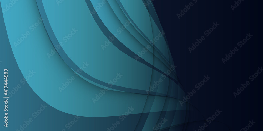 Wall mural green turquoise and blue background vector overlap layer on dark space for background design. abstra