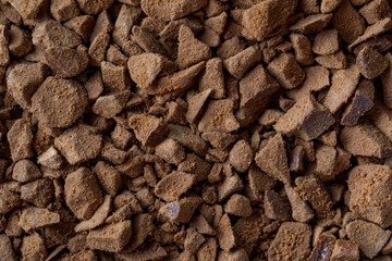 Freeze-dried coffee shot close-up. Macro photo