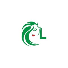 Letter L with woman face logo icon design vector